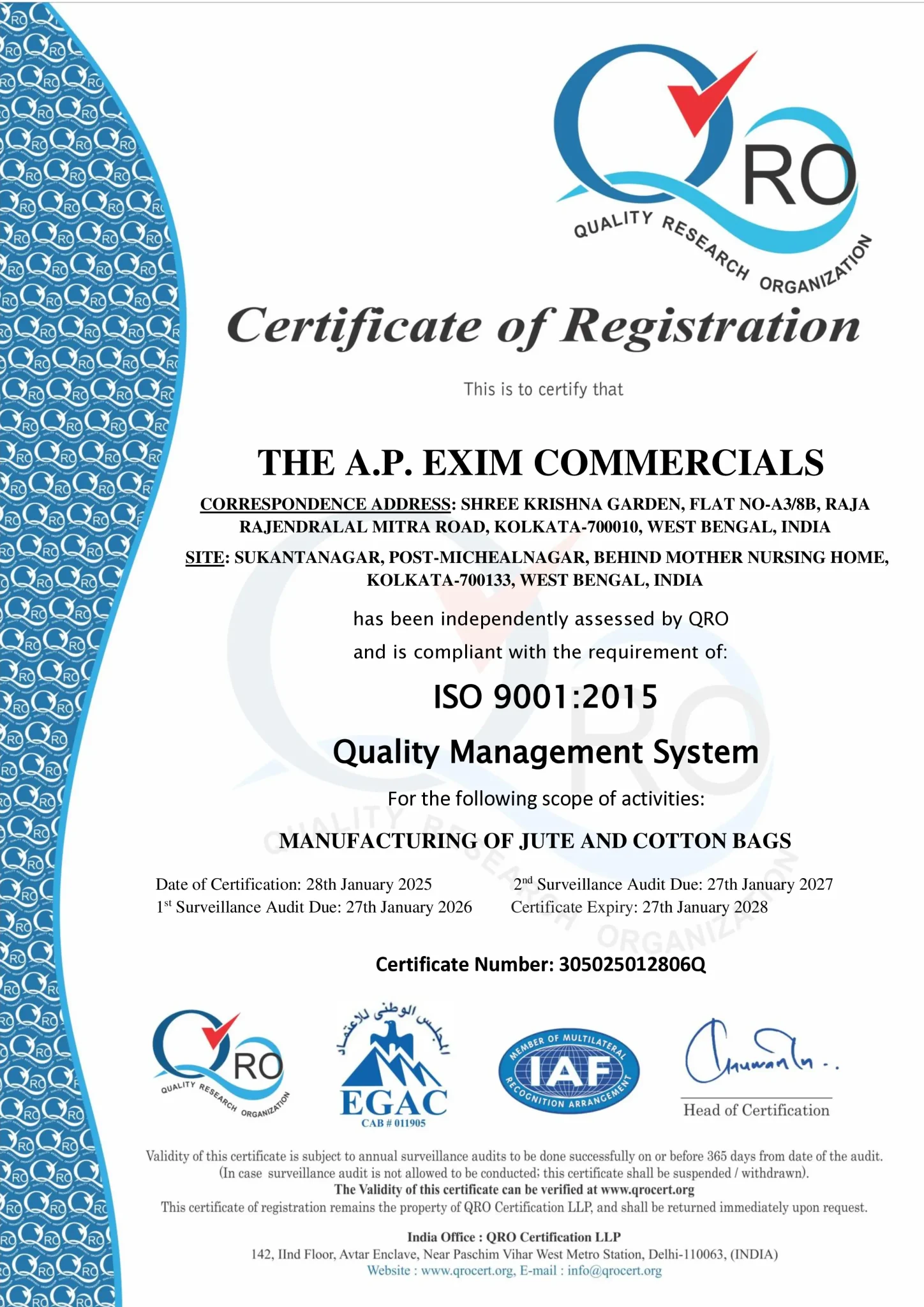 ISO Certificate Ap Commercials