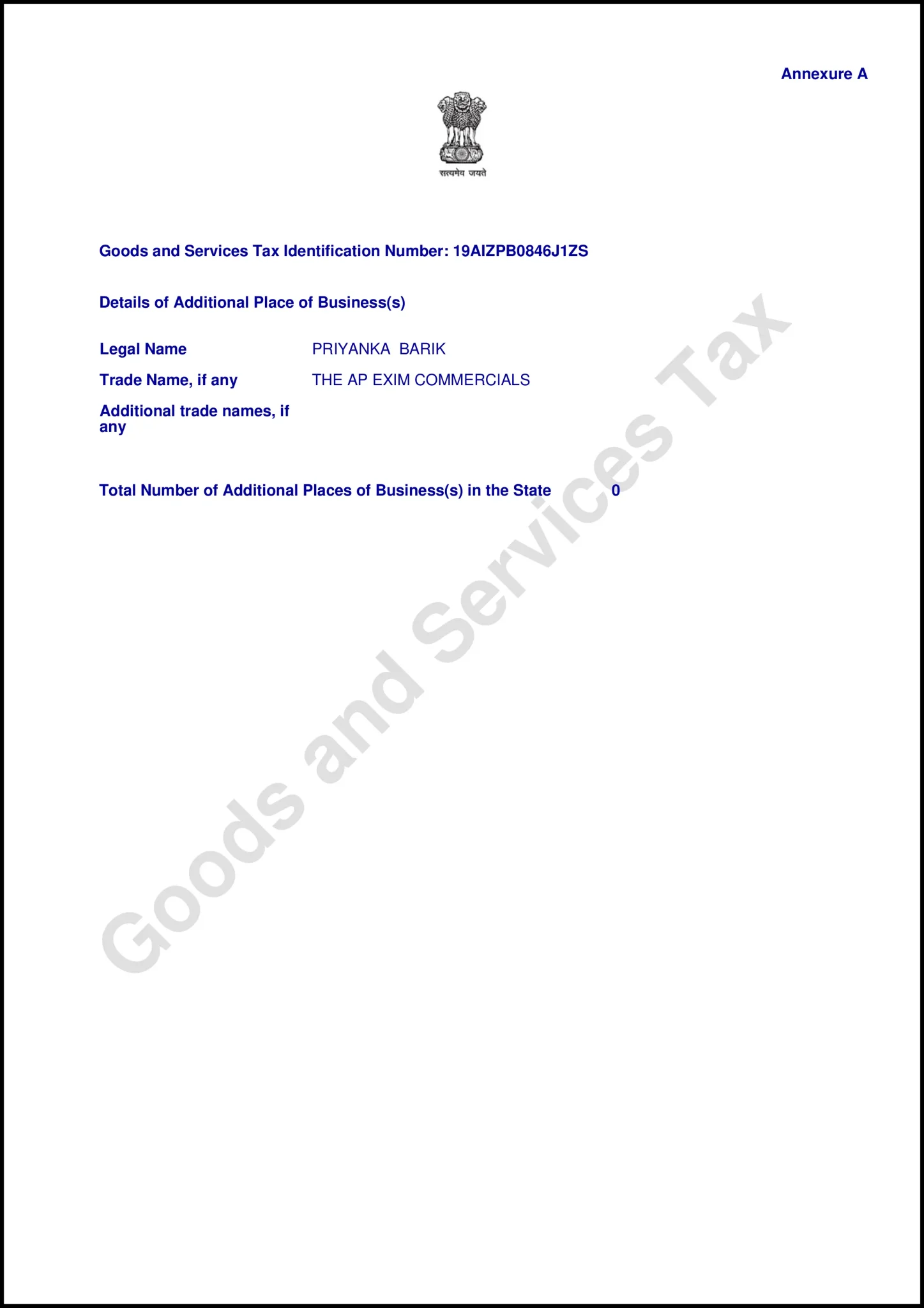 Ap commercials GST Certificates