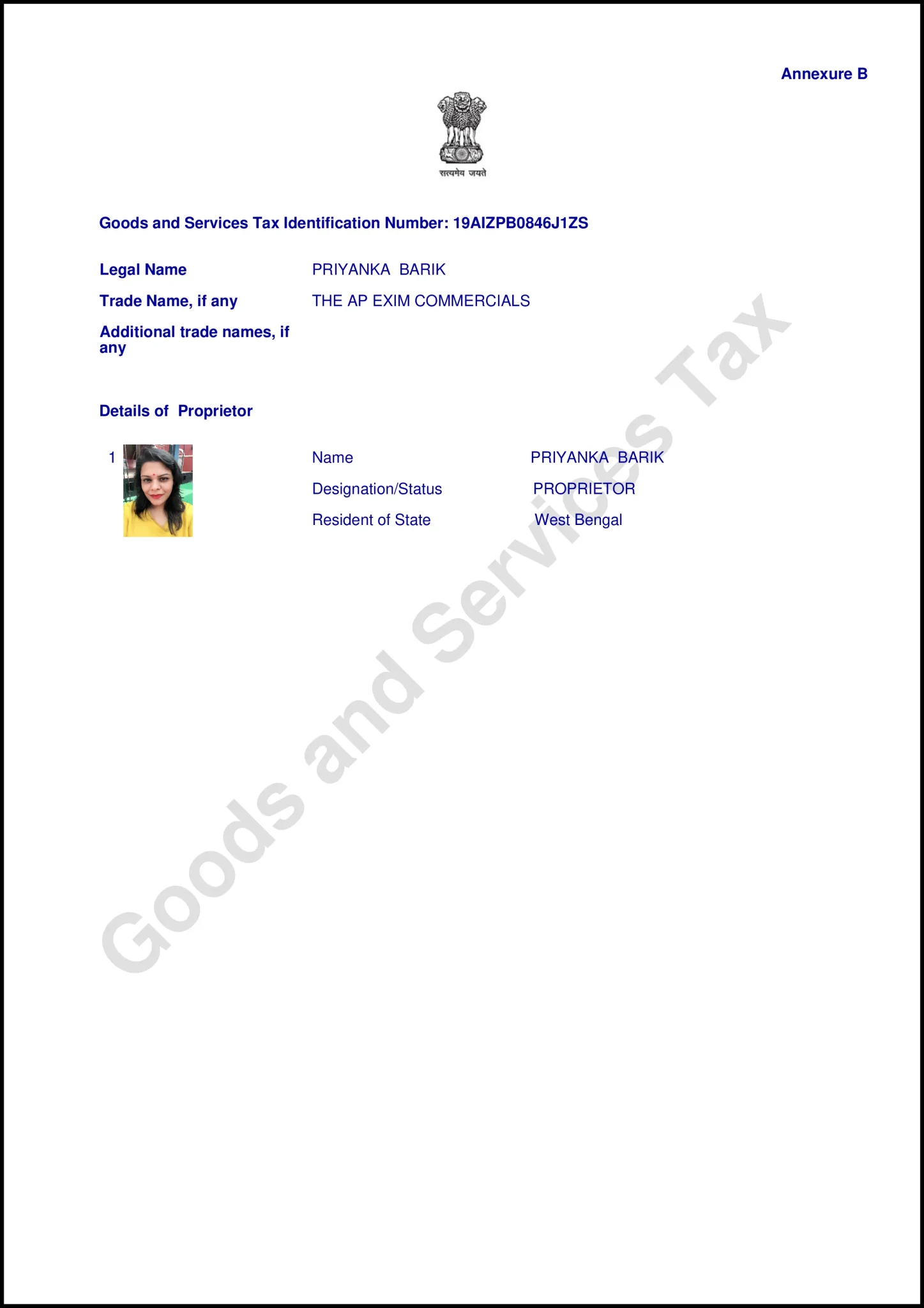 Ap commercials GST Certificates